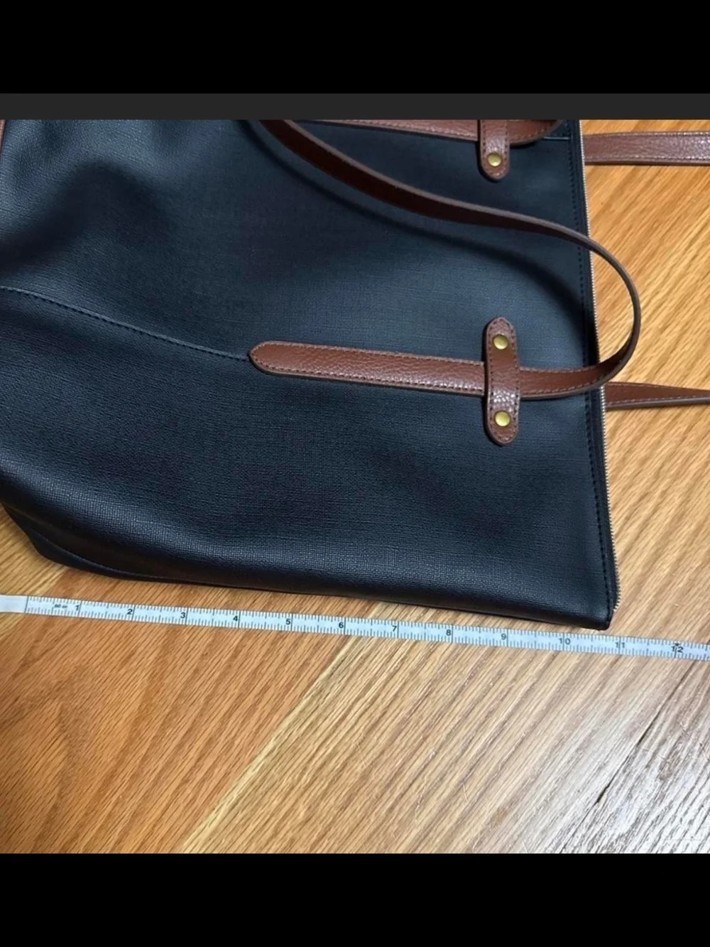 Fossil Black Tote with Brown  Logo Patch